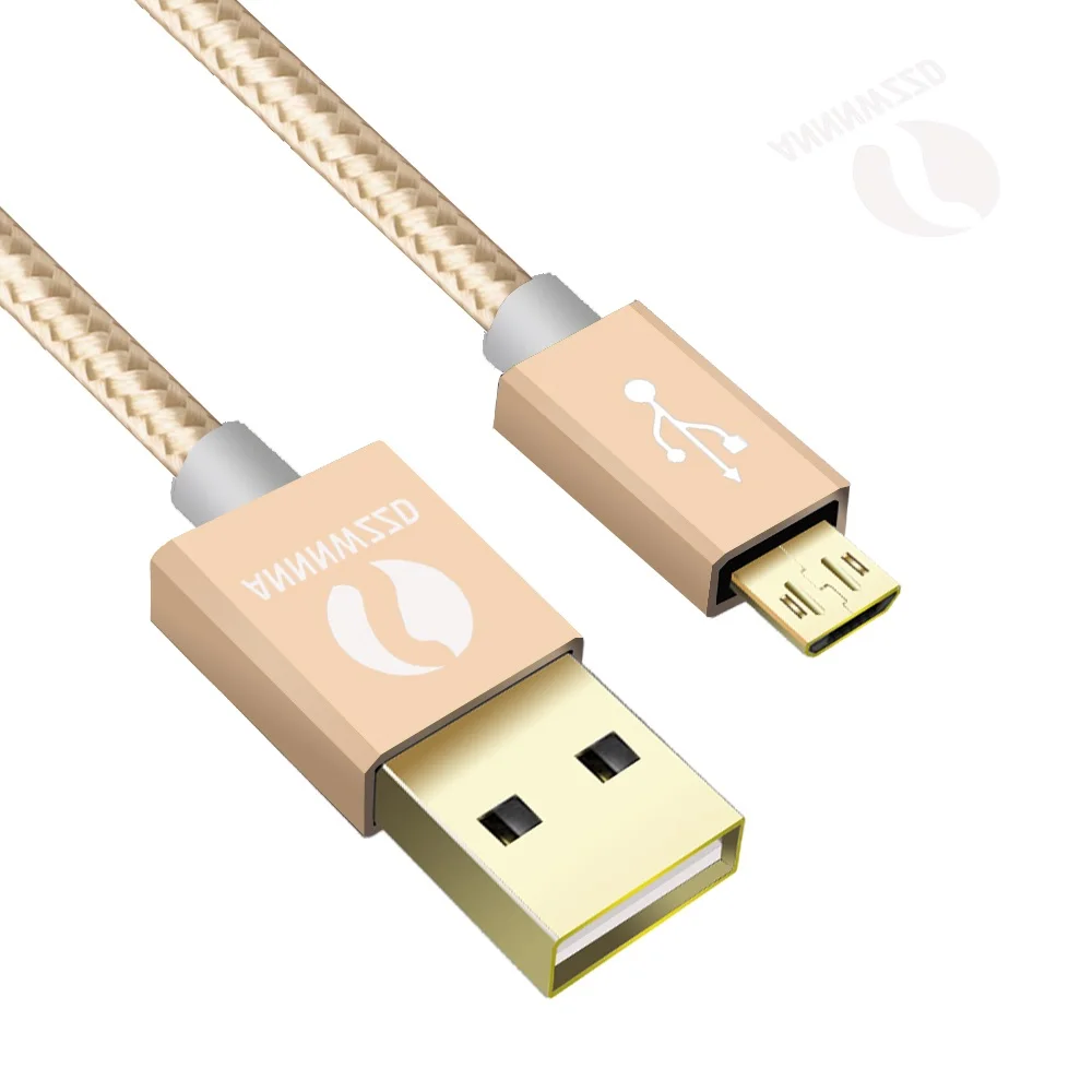 Микро USB кабель 1 м 2 а Быстрая зарядка нейлоновая оплетка USB синхронизация данных мобильный телефон Android адаптер для samsung xiaomi Htc LG huawei - Цвет: Gold