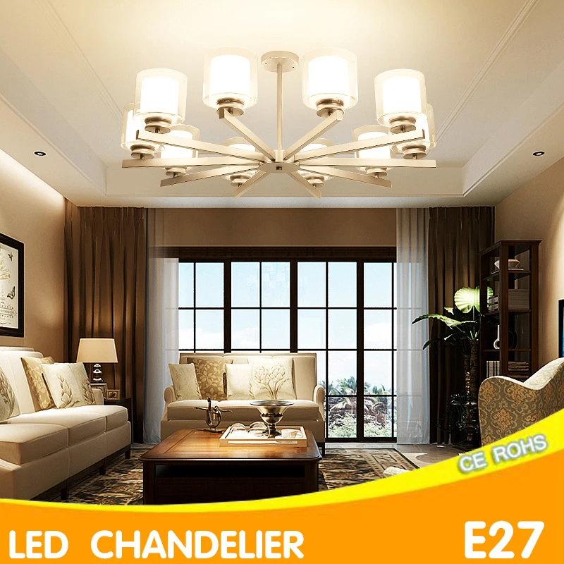 

Modern chandelier lighting 110V 220V Black White iron chandelier lampadari E27 LED BULB Hanging lamp Living room dining room
