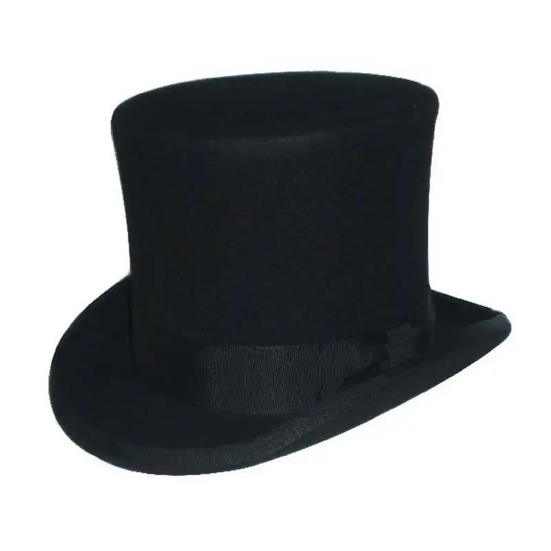 

LUCKYLIANJI 15cm 4 Sizes Steampunk Victorian Formal Top Hat Wool Felt Vintage Magician Fedoras Mad Hatter President Bowler Hat