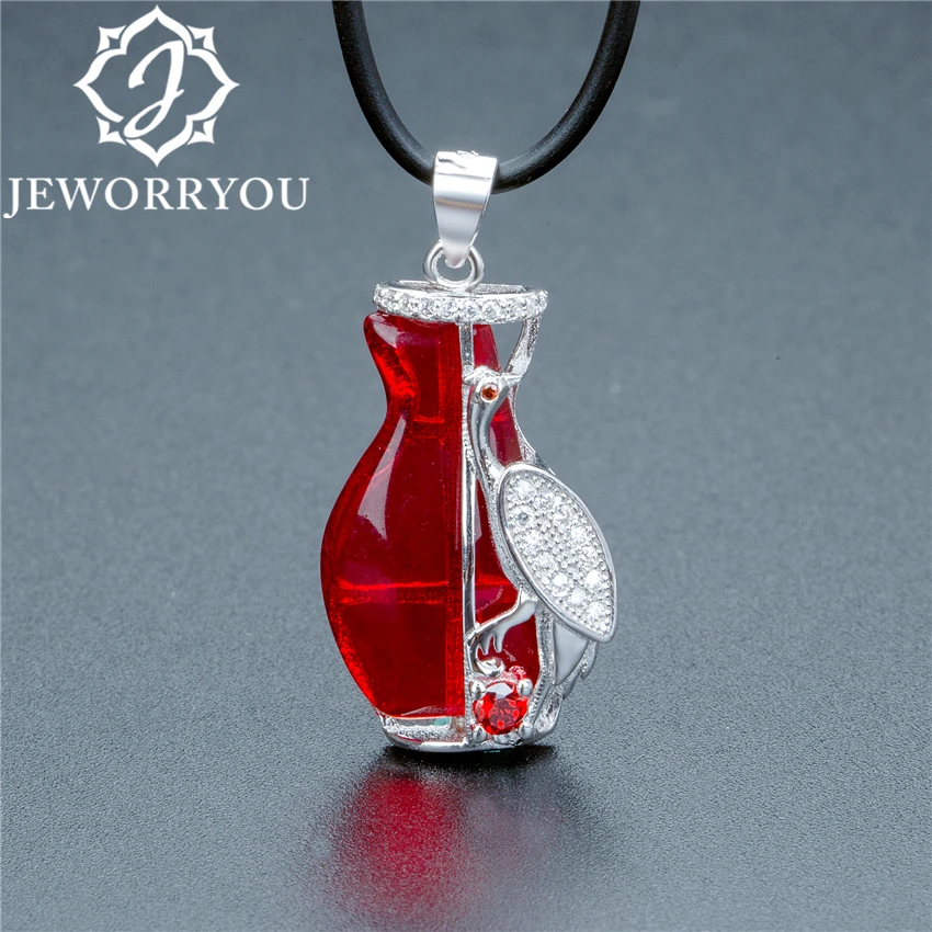 

16x28mm 925 Sterling Silver Necklace Garnet Natural Stone Necklaces For Women Jewelry Charms Friendship Pendants