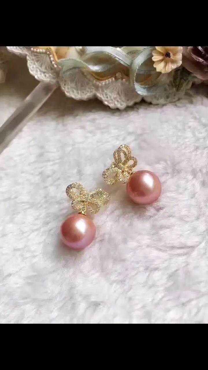 Charming10-11mm, круглые серьги с жемчугом из лаванды, 925 s