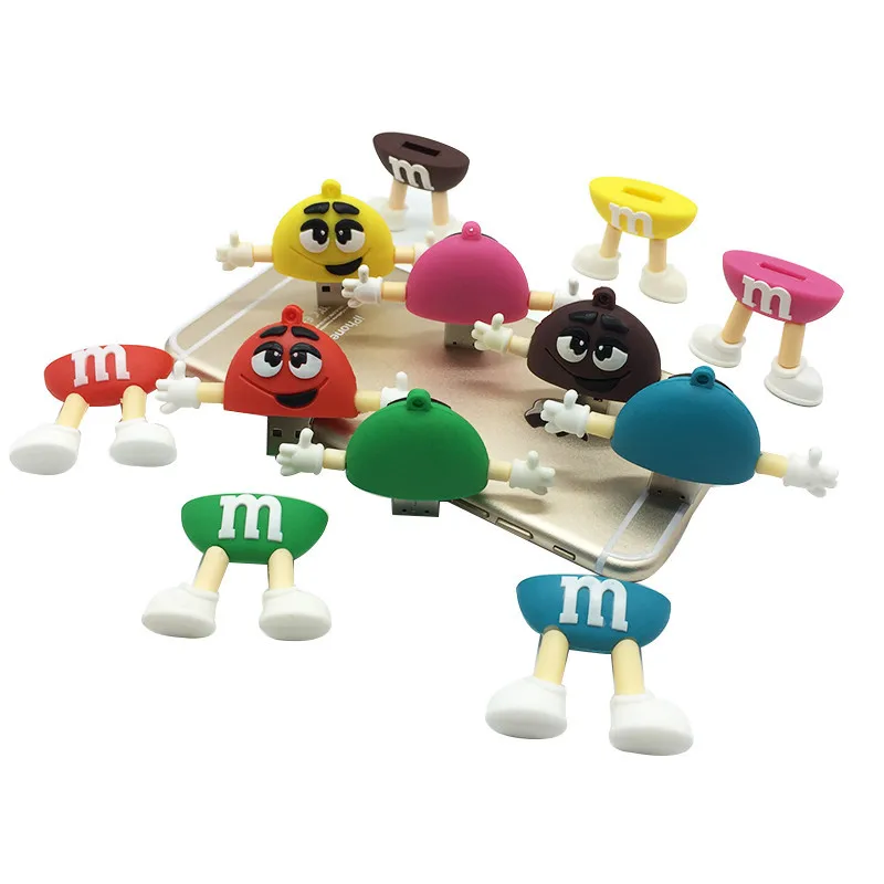 cartoon M chocolate beans USB flash drive usb2.0 4GB 8GB 16GB 32GB 64GB pea notebook U disk Pendrive memory stick drive