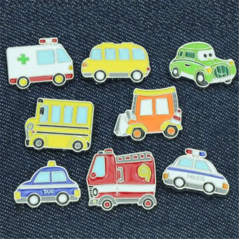 

WKOUD jewelry Brooches Metal Cute Car Cartoon Enamel Vintage Car Van Bus Ambulance Taxi car design drip Brooch Pin For Women