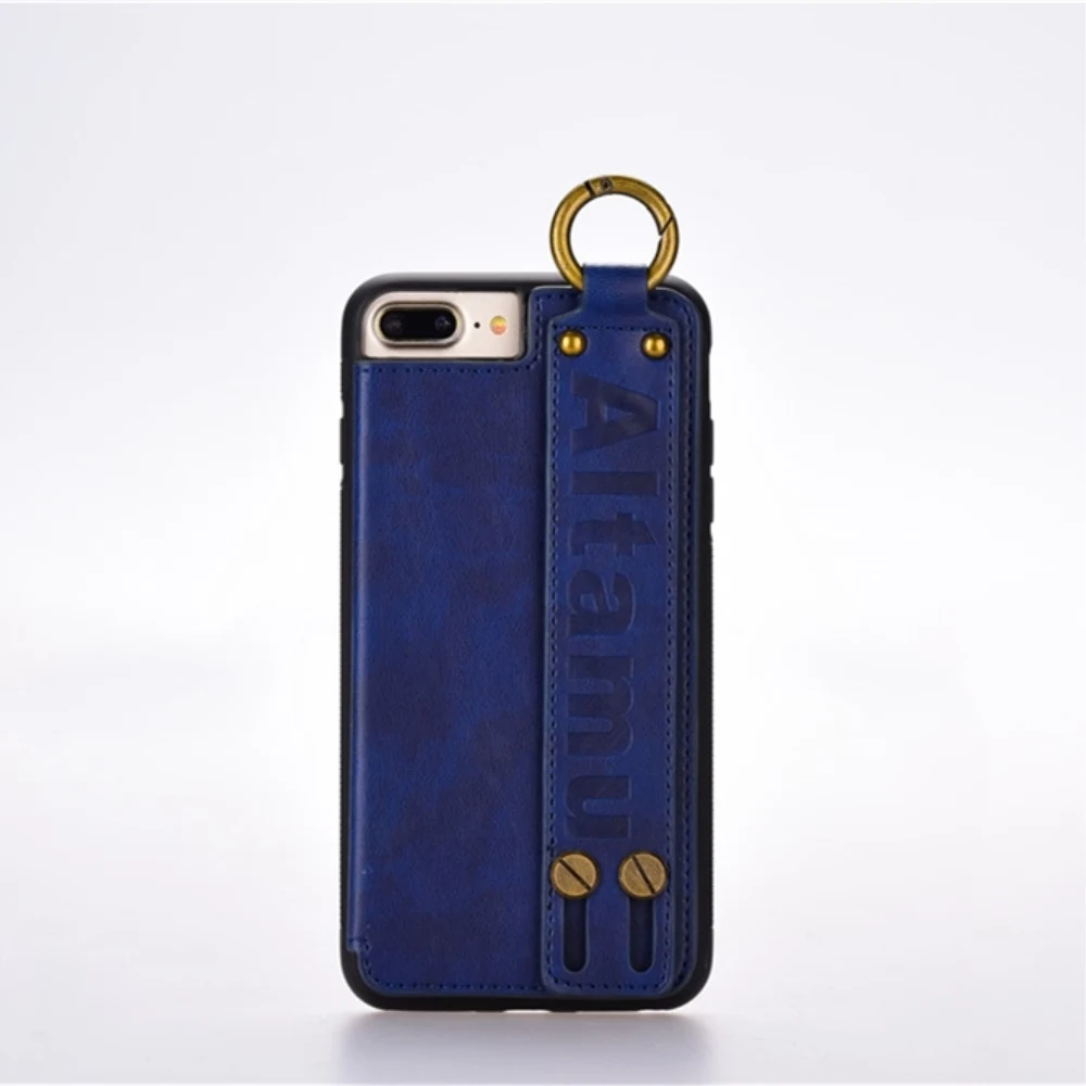 Модный ремешок кожи с отделением для карт чехол для iPhone X XR XS Max 6 6 S iPhone 7 8 плюс coque чехол браслет на запястье с кольцом-подставкой чехол-накладка