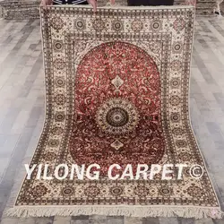 Yilong 4'x6' Восточный ковер шелка красный медальон Vantage Античная шелковые ковры ручной работы (RSL046A4x6)