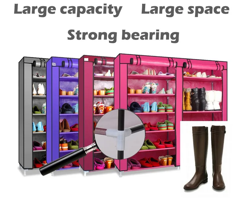 Двухрядные обувной шкаф-ткани большой шкаф для обуви Организатор съемный для хранения обуви для дома мебель сапоги кабинета
