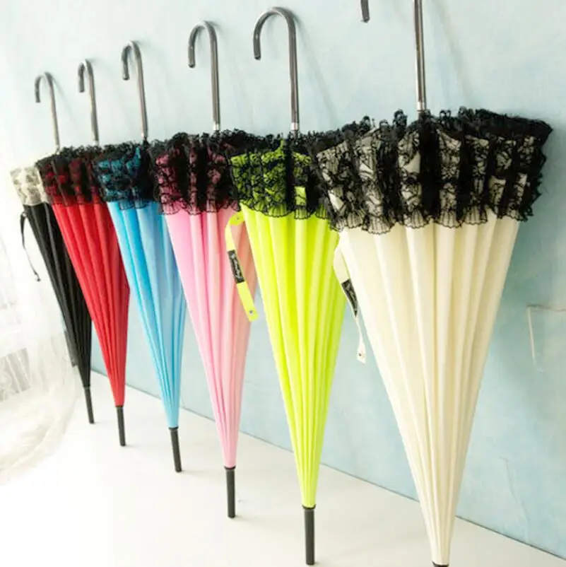 Elegant Semi automatic Multi Colors Lace Pagoda Umbrellas Fancy Sunny