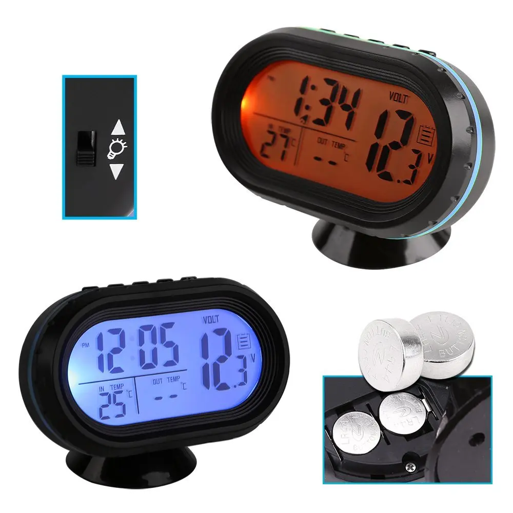 CARCHET Multi-Function Digital DC 12-24V Car Voltage Alarm Temperature Thermometer Clock LCD Monitor Battery Meter Detector CARCHET Multi-Function Digital DC 12-24V Car Voltage Alarm Temperature Thermometer Clock LCD Monitor Battery Meter Detector