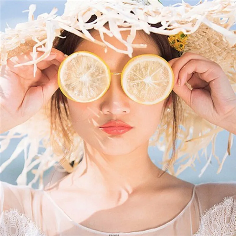 DIY бокалы с лимоном креативные пляжные свадебные фотографии студии смешные