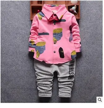 

0-4Years Baby Boys Girls 2 Pieces Clothes Sets Kids Children Glasses Bow Tie T-shirts + Pants Clothing Cotton Suit