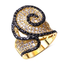Diseñador chapado en oro anillo de zirconia cúbico blanco y negro CZ anillos anillo barato mejor amigo nueva joyería de moda libre