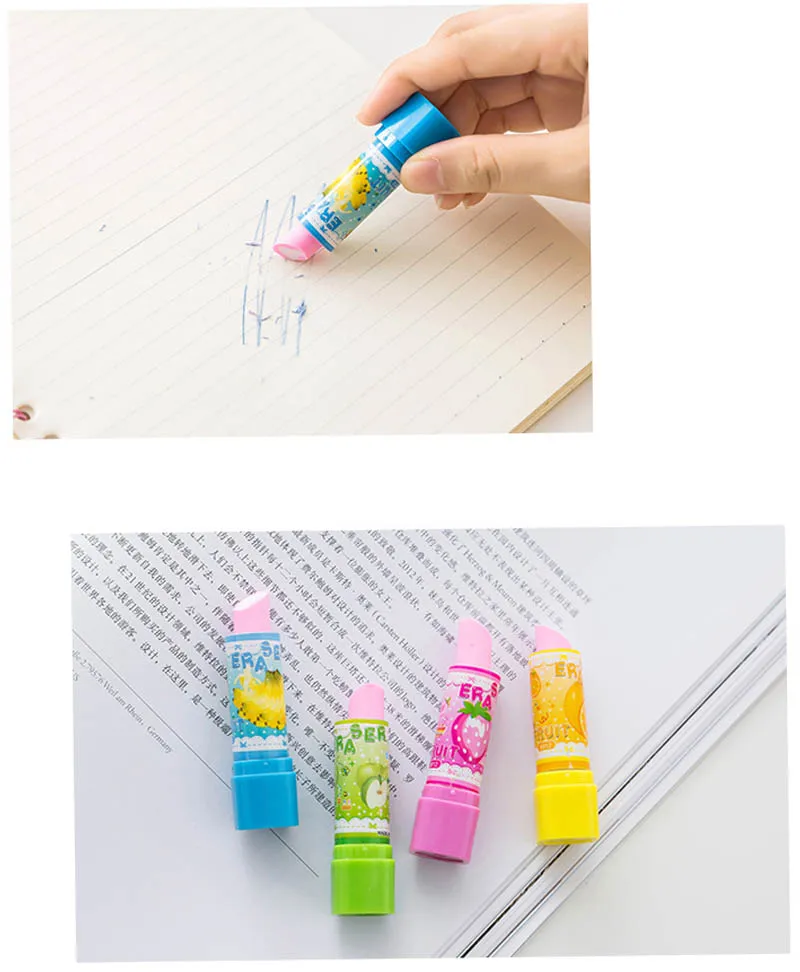 Kawaii Cartoon Lipstick Fruits Eraser