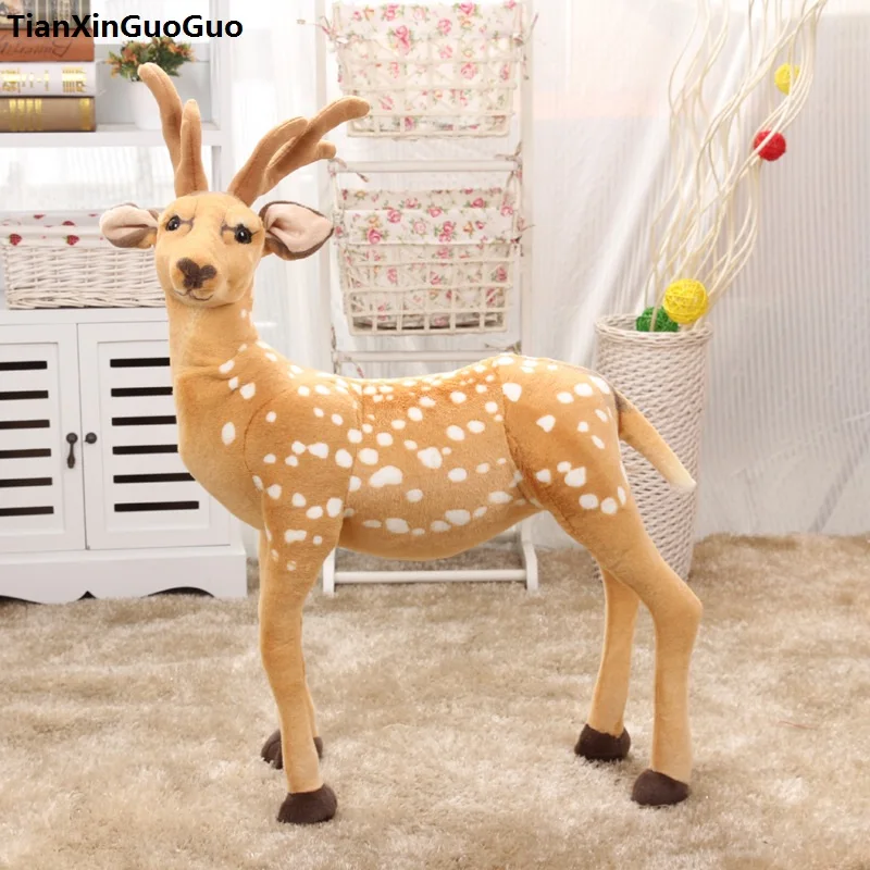 simulation sika deer large 75x60cm standing sika deer plush toy soft