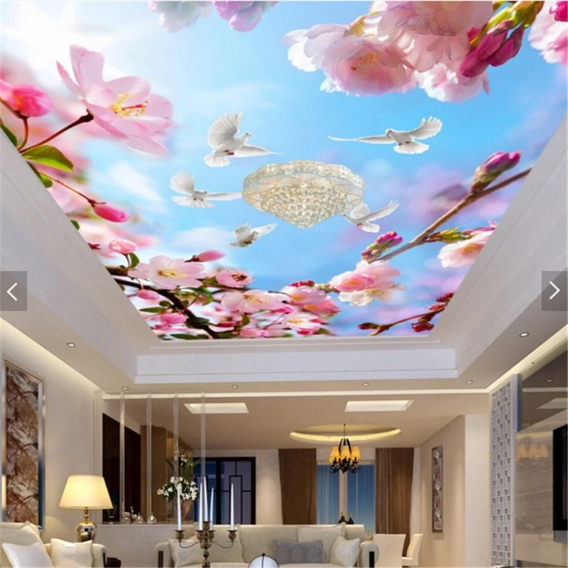 Обои для обоев теплые свежие и красивые цветы голубое небо потолочные фрески papel