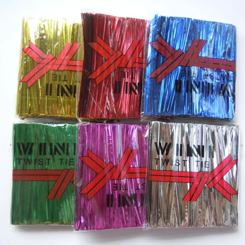

800 Pcs / Pack 8cm Metallic Twist Ties for Cake Bread Lollipop Candy Food Cello Bags Packaging Rope