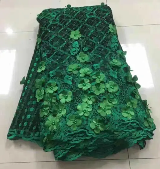 PWD18112801 african net lace fabric Green purple white pink embroidered tulle mesh with 3d flower | Дом и сад