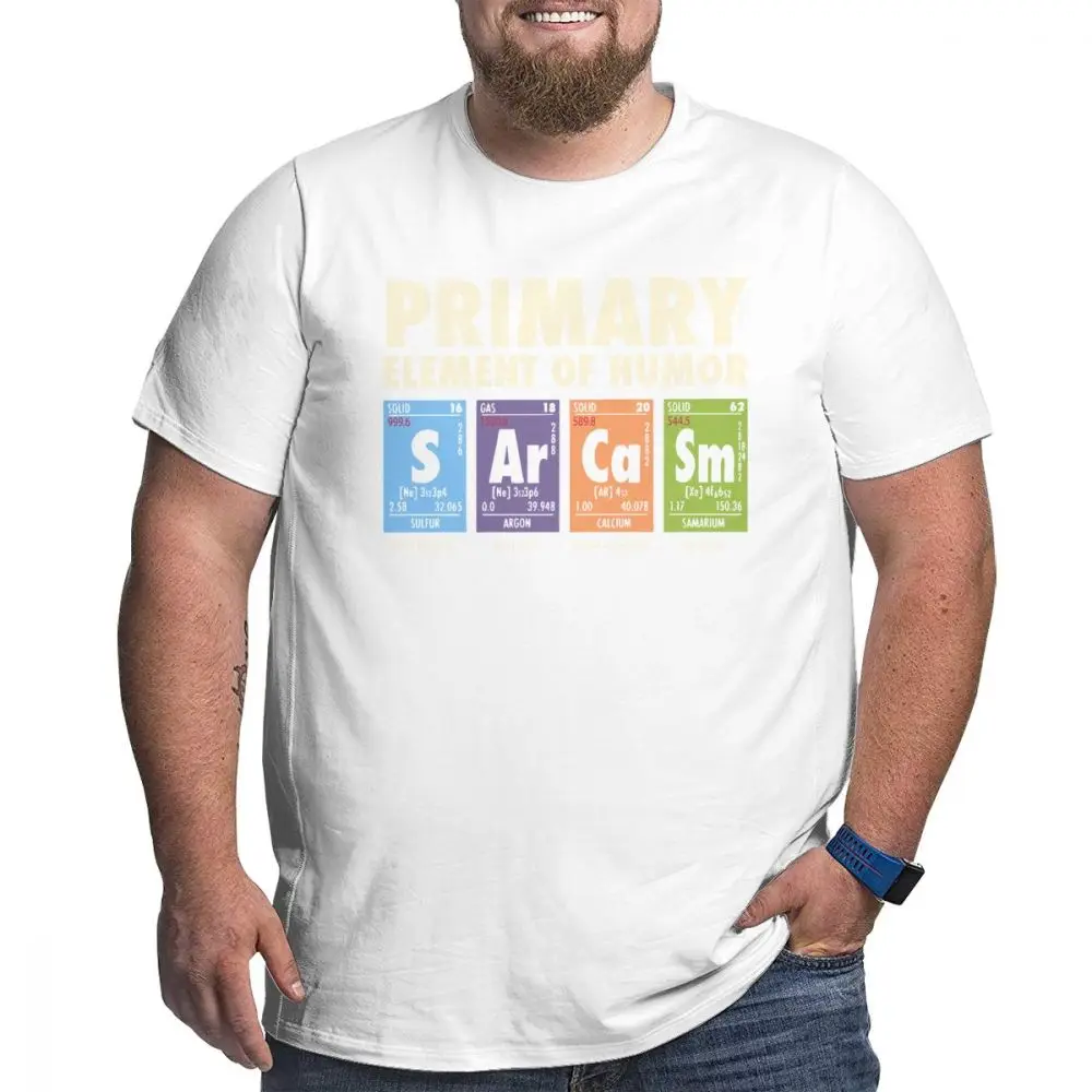 Мужская футболка, переодическая Таблица юморов, хлопок, забавный научный сарказм, первичный Ele, Мужская футболка с химией, футболка большого роста размера плюс - Цвет: Белый