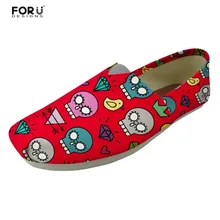 FORUDESIGNS/Женская обувь на плоской подошве в стиле панк с черепом, милая Женская Повседневная парусиновая обувь, женская дышащая обувь без застежки