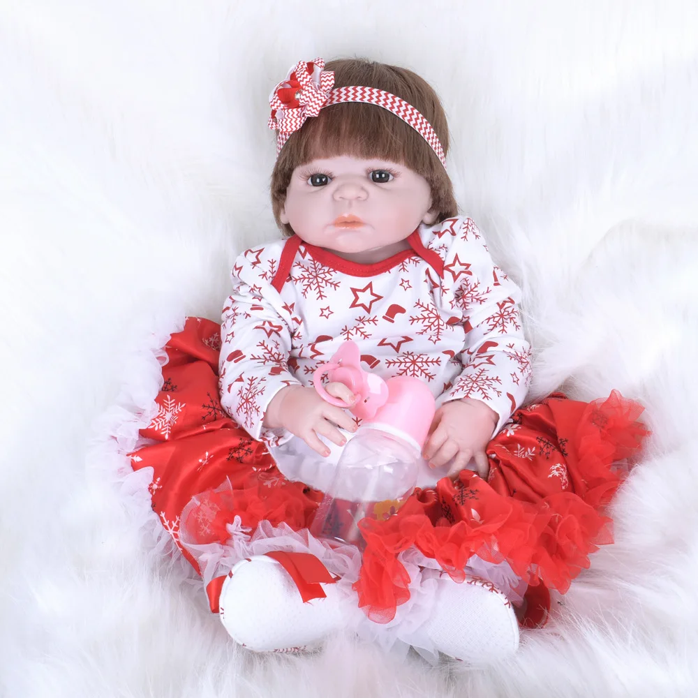 

22 Inches Handmade Full Silicone Reborn Baby Doll Kids Playmate Gift for Girls Baby Action Figure For Kid Birthday Gift Toddler