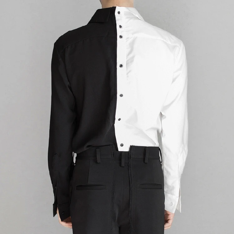 

S~5XL! Hot 2019 New clothing Fashion GD Hair Stylist Black and white spliced long sleeved shirts plus size singer costumes