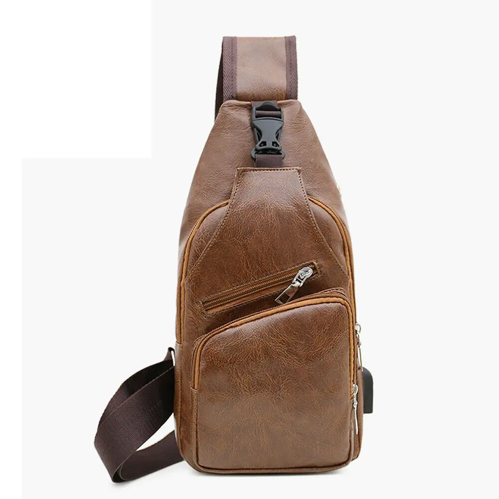 

Men Chest Pack Messenger Sling Sport Travel Crossbody Shoulder Bag USB Charging