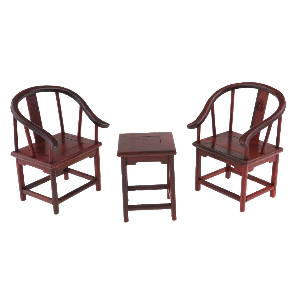 

Dollhouse 1/6 Scale Miniatures Furniture Rosewood End Table Tea Table w/ Armchair Set