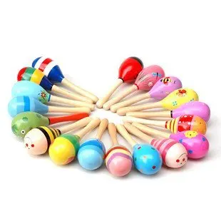 Candice guo детская ручная деревянная погремушка игрушка детский музыкальный молоток встряхните мяч Упражнение для рук сила маленький размер подарок на день рождения 5 шт./партия