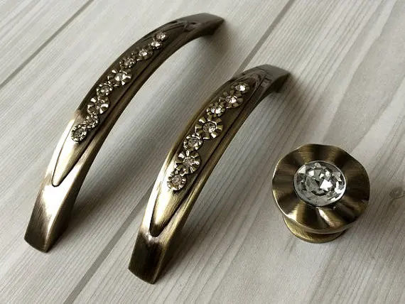 3.75" 5" Glass Crystal Knobs Cabinet Door Handles Pulls ...