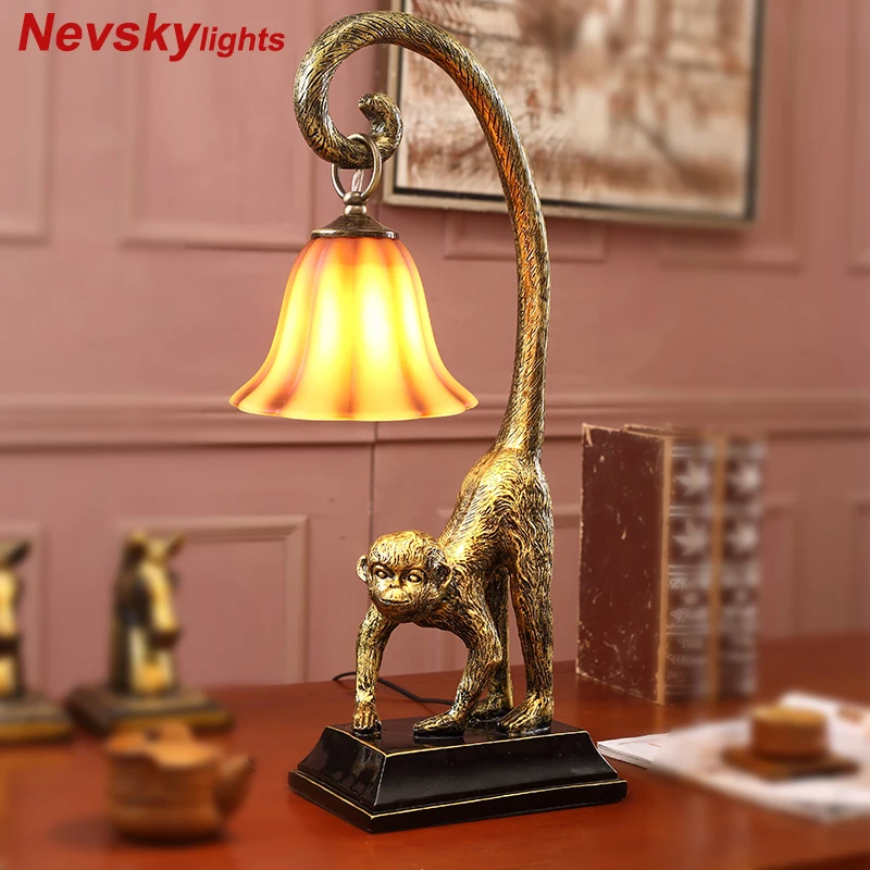 Monkey lamp lamparas de mesa para el dormitorio bedroom lamp vintage table lamps for bedroom art deco bedside lamp vintage light