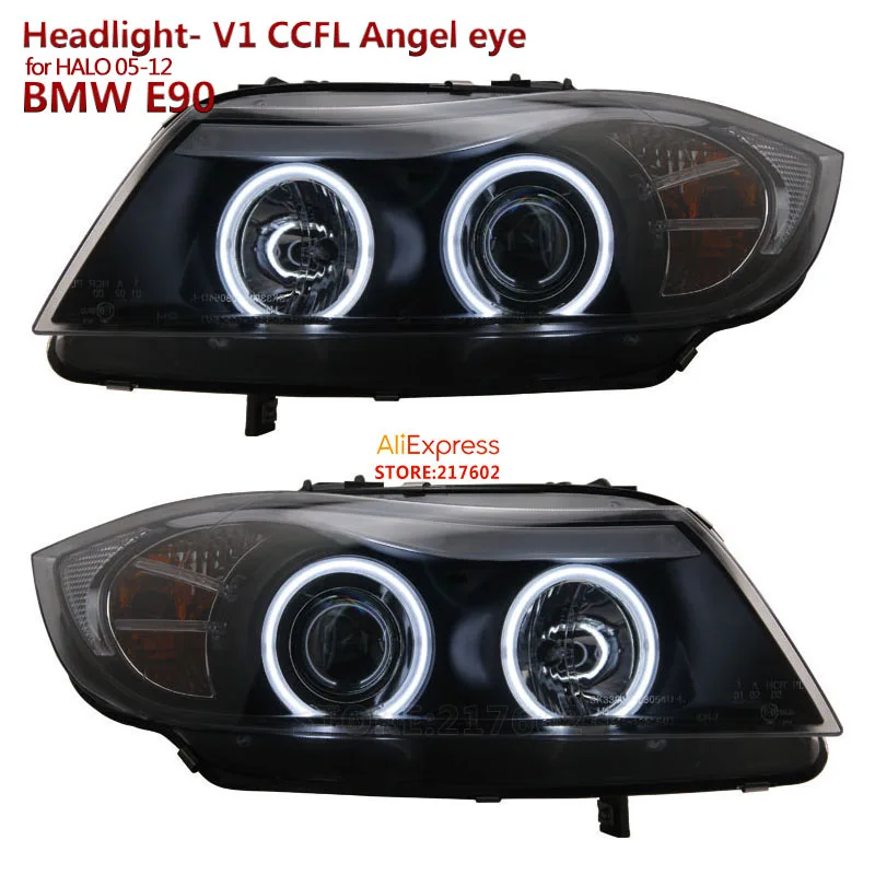 V1 CCFL Angel eye headlights for BMW 3 Series E90 318i 320i 325i LED Projector Headlights with