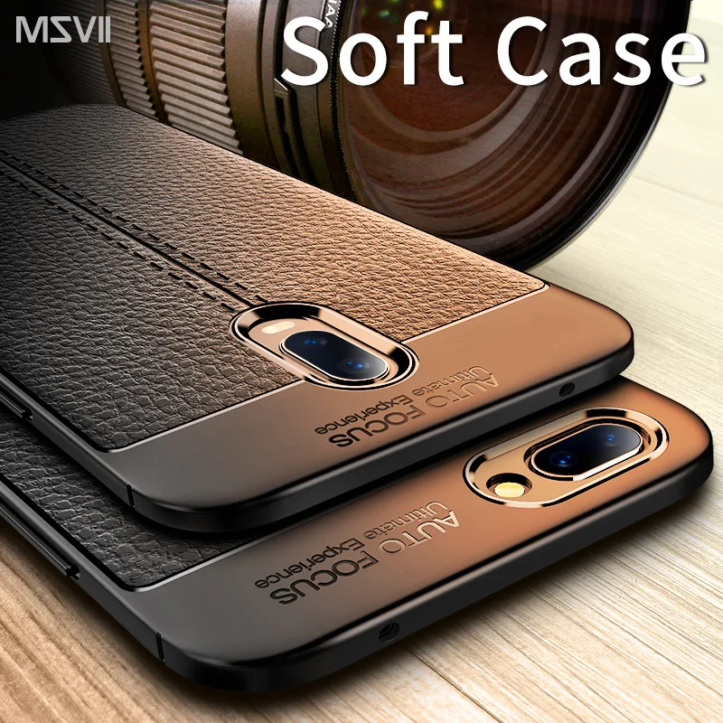 Msvii Phone Case for OPPO R17 silicone R15 R15X Cover Soft Black A5 Back Luxury Leather pattern coque |