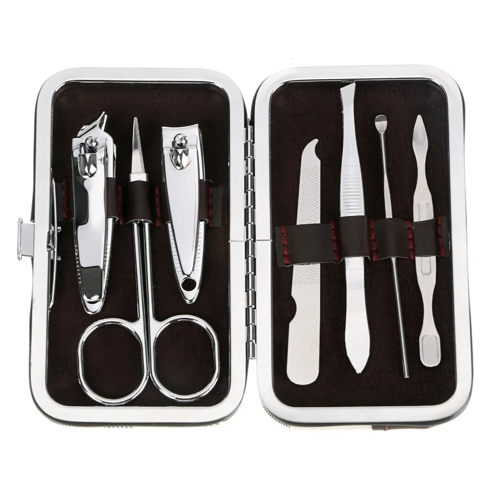 7pcs/Set Nail Clipper Kit Nail Tools Nail Care Scissor Tweezer Knife