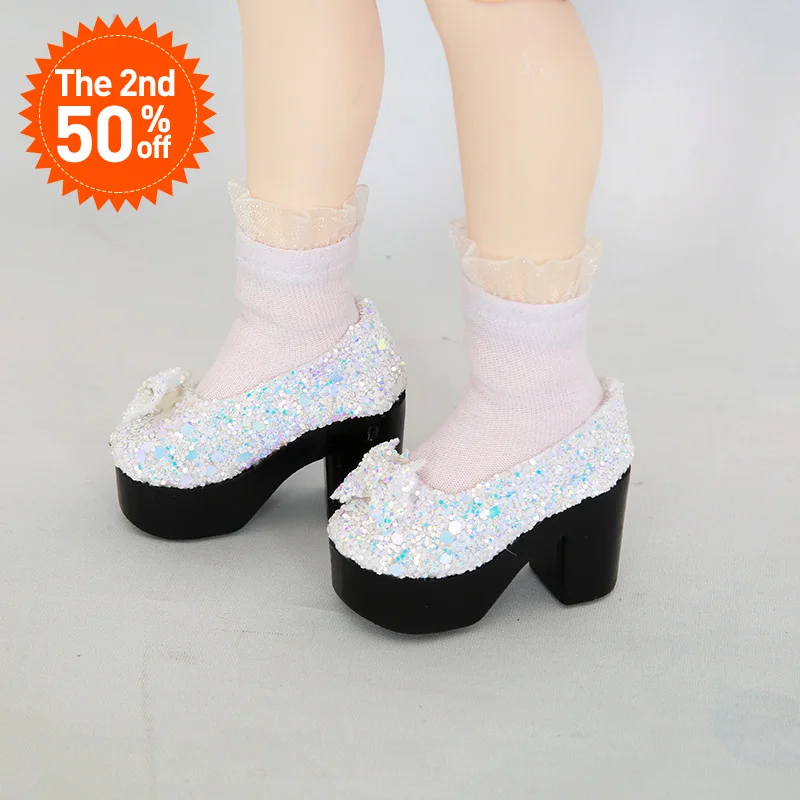 BJD Shoes 1/4 High-heeled shoes white colors Shoes For IP MSD BJD Dolls WX4-03 Length 5.5cm width 2.7cm Doll Accessories js 081 bjd shoes pu shoes sd msd doll shoe factory sales directly