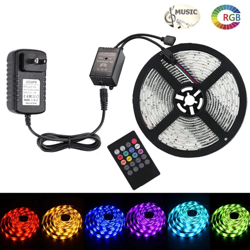 BLYN wifi Светодиодная лента 5050 RGB 5 м 10 м 2 м Водонепроницаемая Диодная лента ТВ светильник полосы Музыка Bluetooth ИК пульт дистанционного управления источник питания - Испускаемый цвет: Music Kit