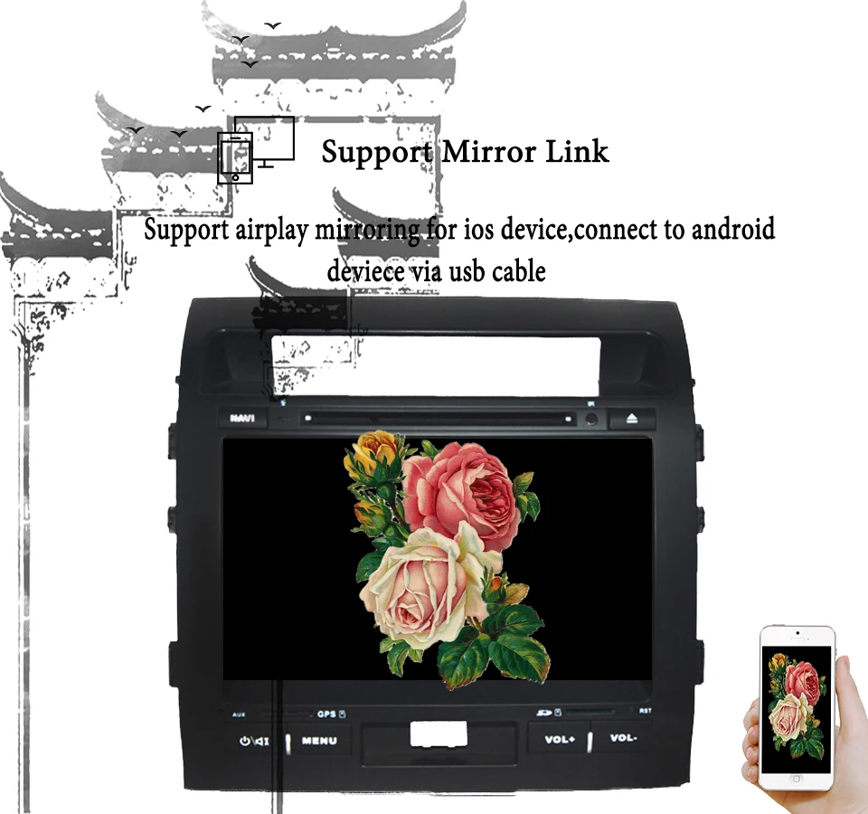 Excellent Autoradio 4GB RAM+64GB ROM Android 9.0 car dvd player fit for toyota land cruiser lc200 2008-2015 gps tape recorder Stereo Audio 3
