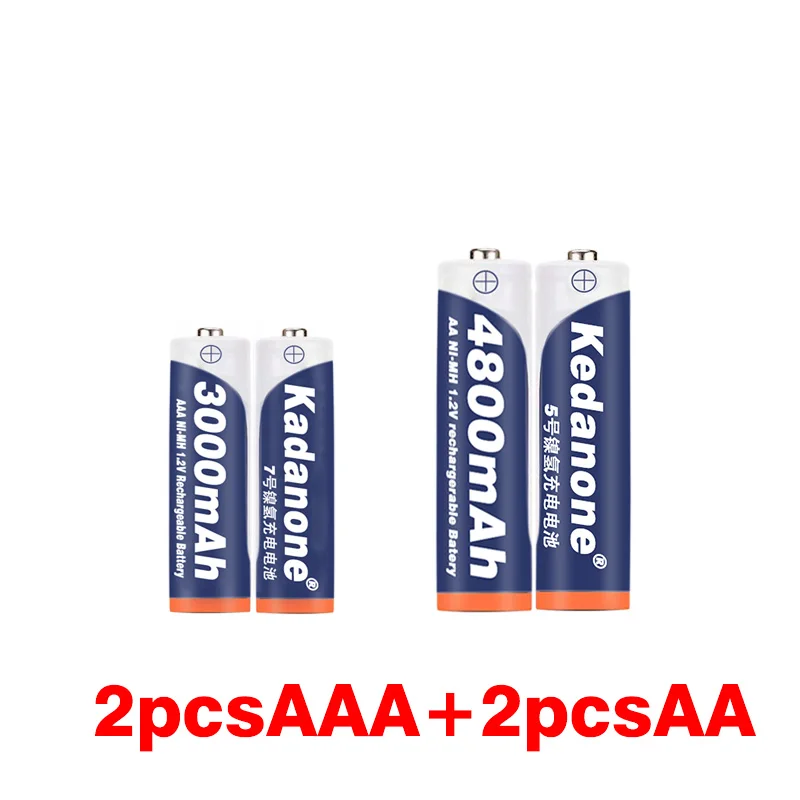 4~ 40 шт AAA 3000mAh+ AA 4800mAh 1,2 v Ni-MH аккумуляторная батарея Фонарь для игрушек микрофон камеры и т. Д - Цвет: 2AAA and 2AA