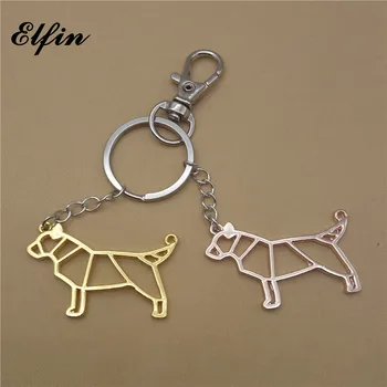 

Elfin Trendy Origami Bull Terrier Keychains Gold Color Silver Color Animal Pet Jewellery Bull Terrier Key Rings For Women Men