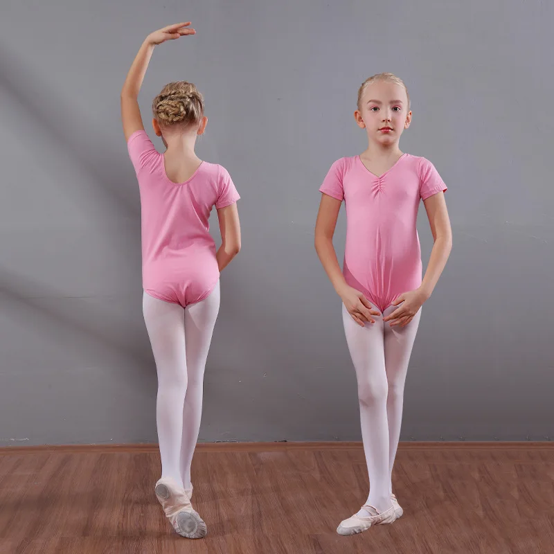 

Children's Ballet Dancing Suit Short Sleeve O Neck Dancing Jumpsuit Girls Dance Practice Leotard Body Costume Ballet Wear D0795