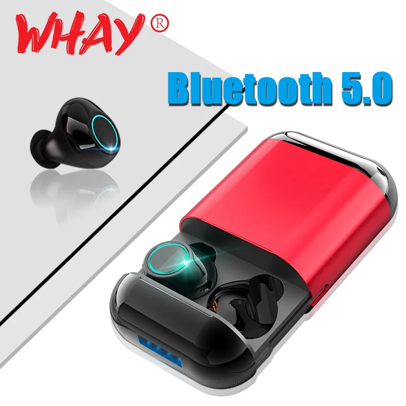 

WHaY Bluetooth Earphone Wireless Headphones Earbuds TWS Stereo HiFi Headset with Mic Charging Box Bluetooth Earphones for Phone