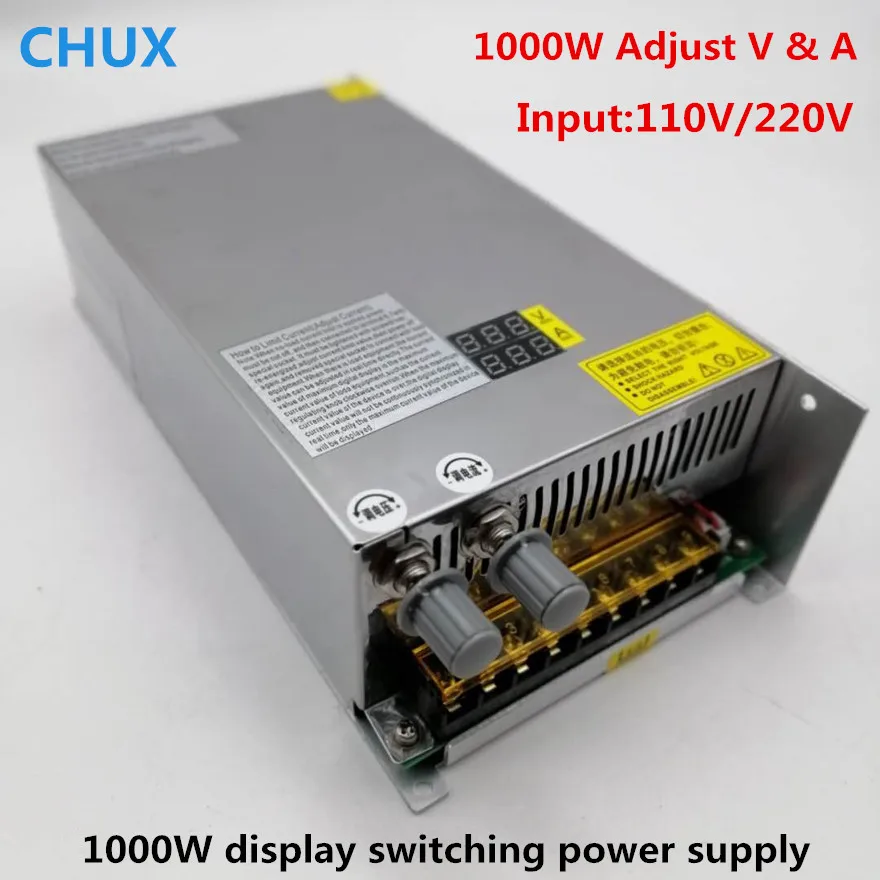 

1000W 48v Switching Power Supply Digital display Adjustable DC 0-12v 24v 36v 60V 80V 120V 220V Digital SMPS LED Power Supply