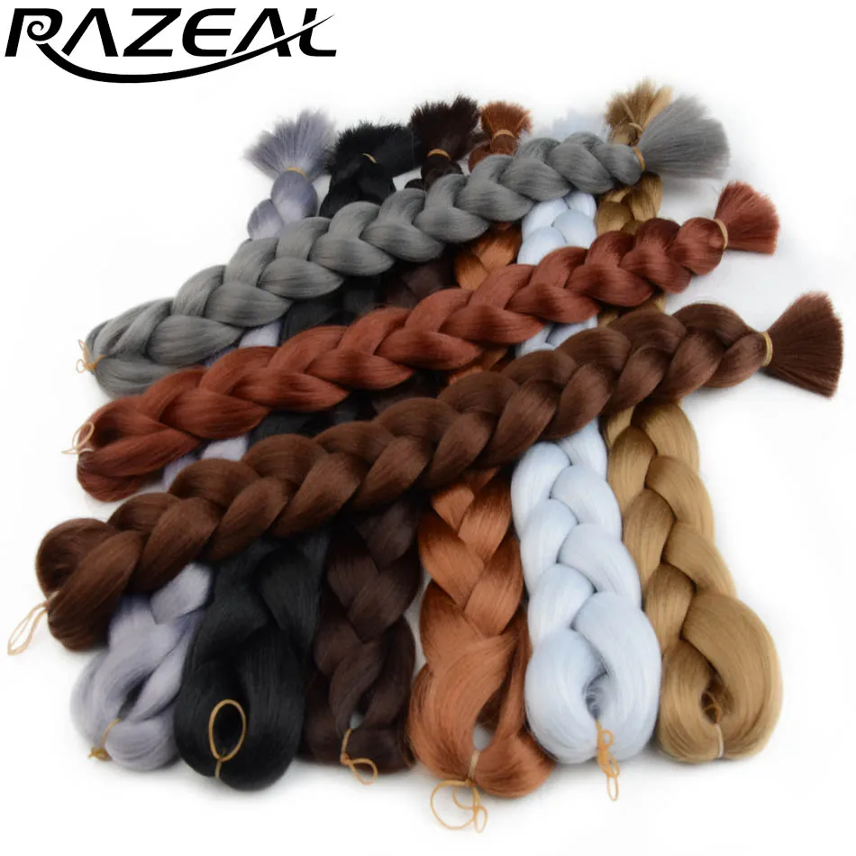 Jual Razeal 2 PCS Xpression Crochet Kepang Rambut Afro Jumbo Kepang Mengepang Rambut Sintetis 36 Inch Panjang Rambut Ekstensi