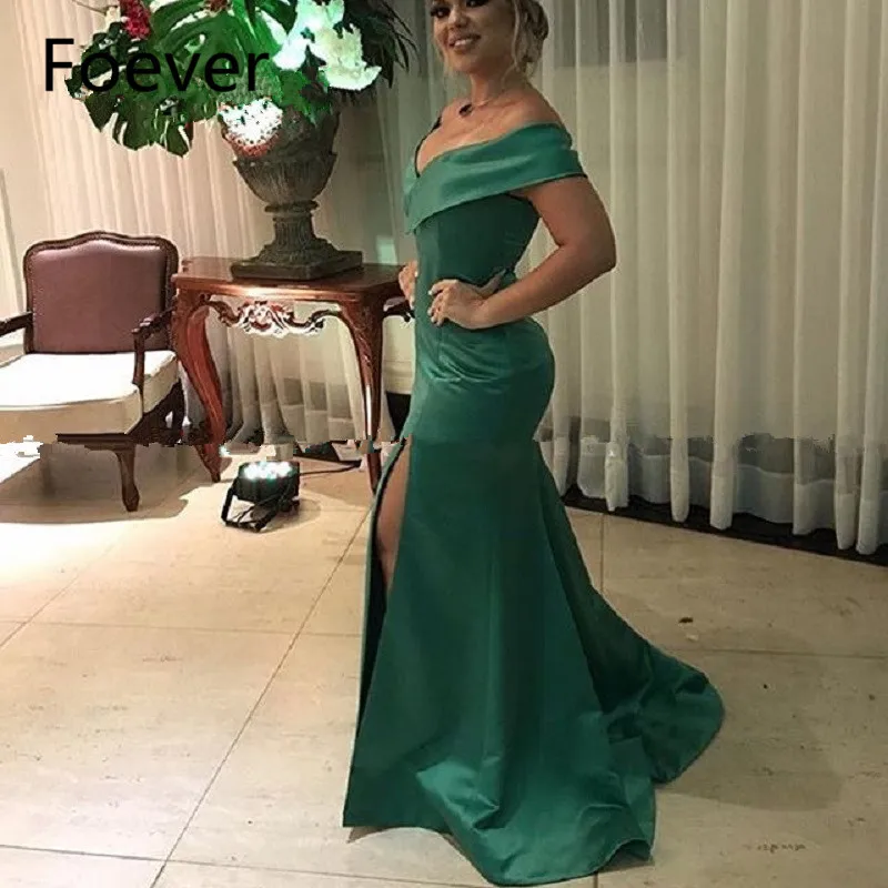 Elegant Off The Shoulder Green Party Gown Sexy Lange Mermaid Prom Dress Hoge Split Plus Size Prom Dresses 2019 Vestidos Elegant Off The Shoulder Green Party Gown Sexy Lange Mermaid Prom Dress Hoge Split Plus Size Prom Dresses 2019 Vestidos