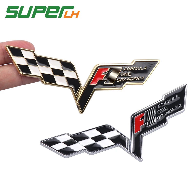 

F1 formula one grandpeix Racing Flag Metal Car stickers emblem badge for Cupra Ibiza Altea Exeo Formula Racing Car Styling
