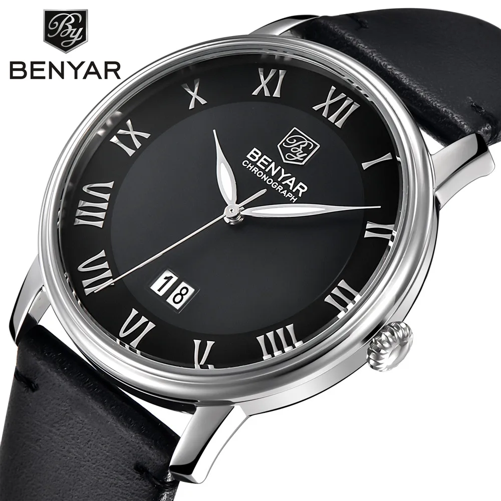New Casual Quartz Men s Watches Waterproof with Calendar Fashion Brand Leather Watch Men Stainless Steel