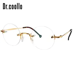 Dr. coollo без оправы Сверхлегкий Титан очки Винтаж Круглый Оптические очки Spectcle рамки Ретро рецепт для женщин мужчин