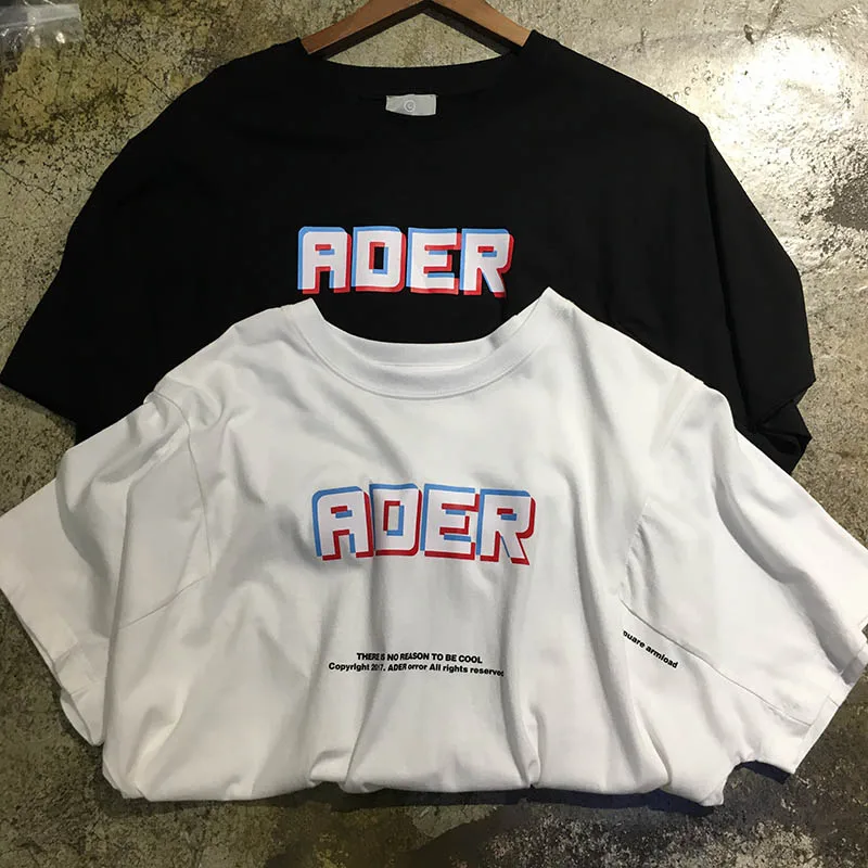 

Ader error 2019 New Black and white T Shirts Men Women Streetwear High quality cotton T-shirt Ader error Leisure T shirt