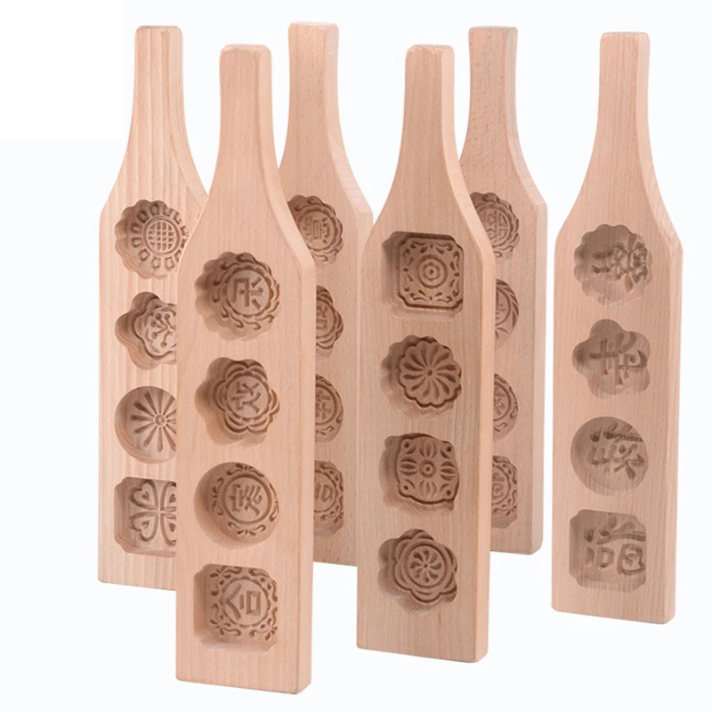1 Pc 3D Flower Wood Pastry Mold Cookies Mooncake Baking Mold Fondant Mooncake Tools Household Decorating Kitchen Accessories 27