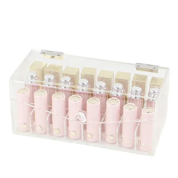 

24 Slots Lip Gross Organizer Box Acrylic Makeup Organizer With Cover Dust-proof Lipstick Storage Case High Quality Storage Box