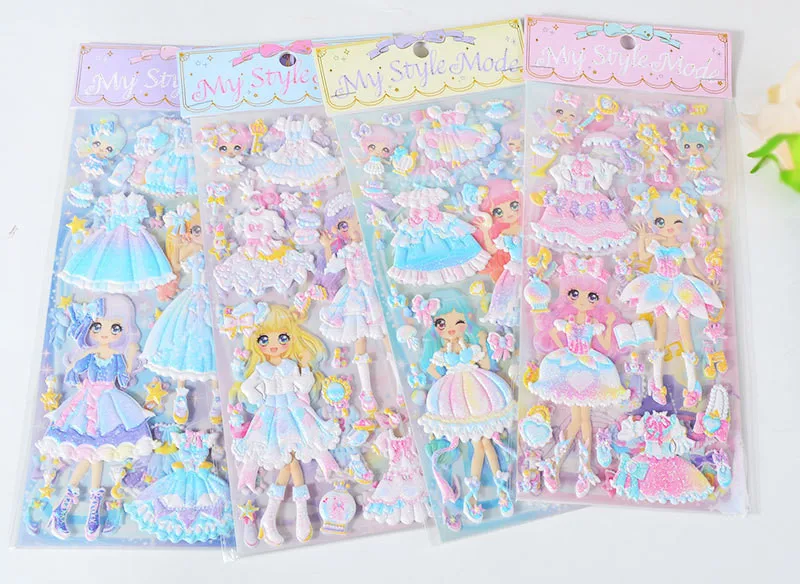 8 листов стикеров s kawaii стикеров книга ноутбук одеваются милые девушки 3D стикеров s детские игрушки pegatinas для детей девочка подарки