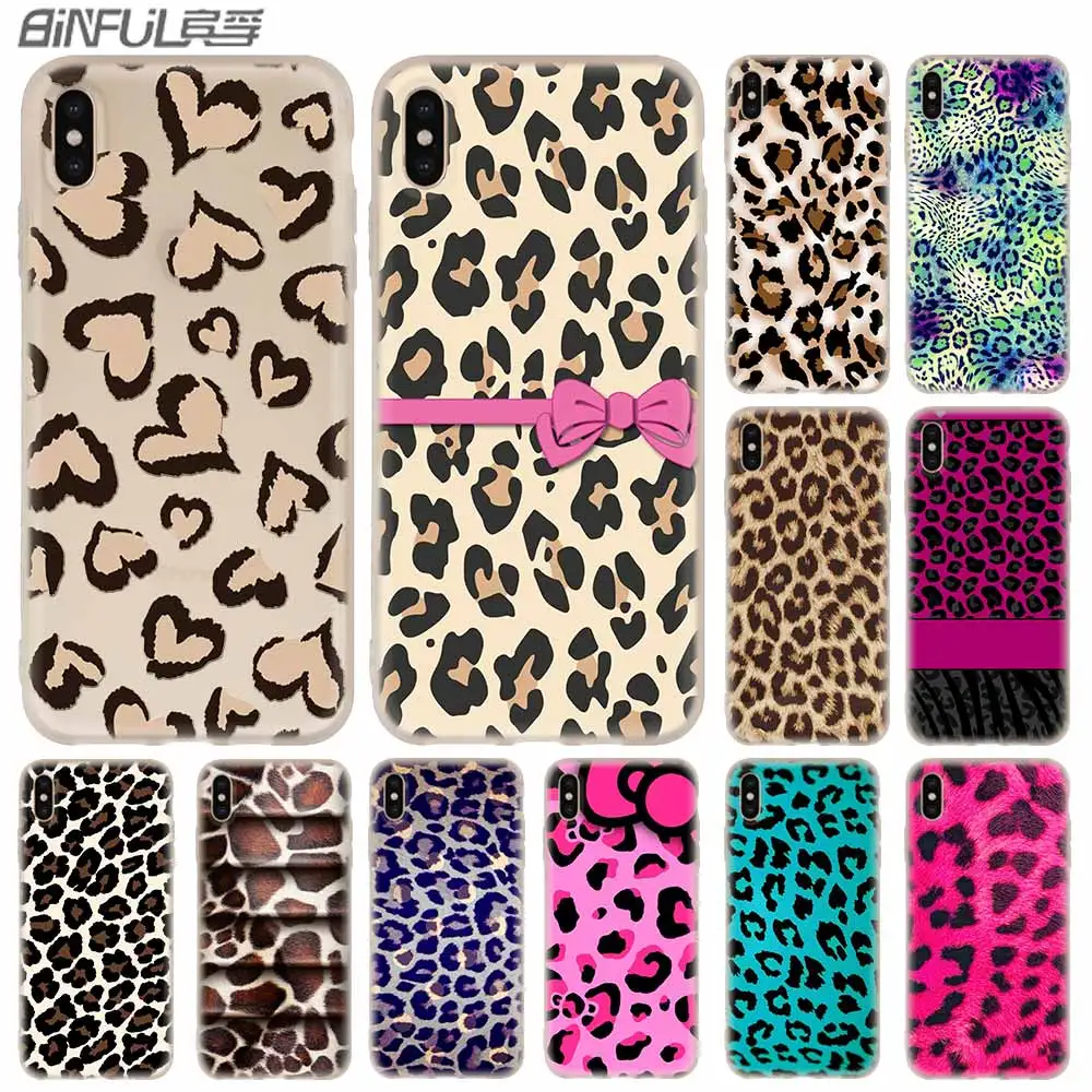 

Cases Silicone soft Cover for iPhone 11 Pro X XS Max XR 6 6S 7 8 Plus 5 4S SE leopard print scrun